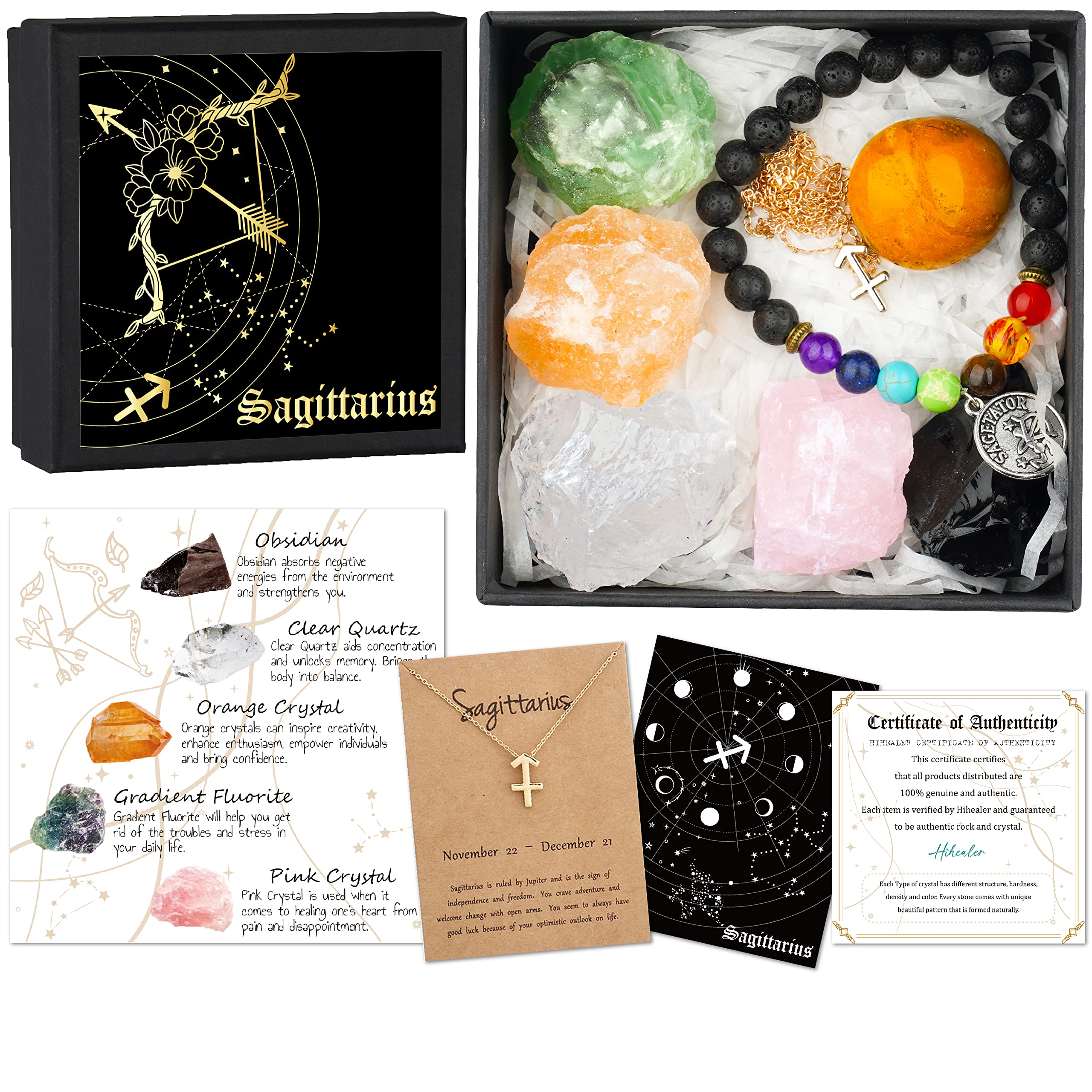 Hihealer zodiac gift set Sagittarius crystals balance energy
