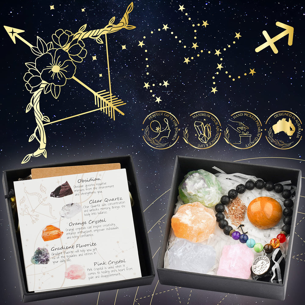 Hihealer zodiac necklace with gold-trimmed box for elegant gifting
