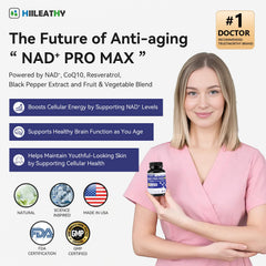 HIILEATHY NAD+ capsules close-up highlighting easy-to-swallow format.