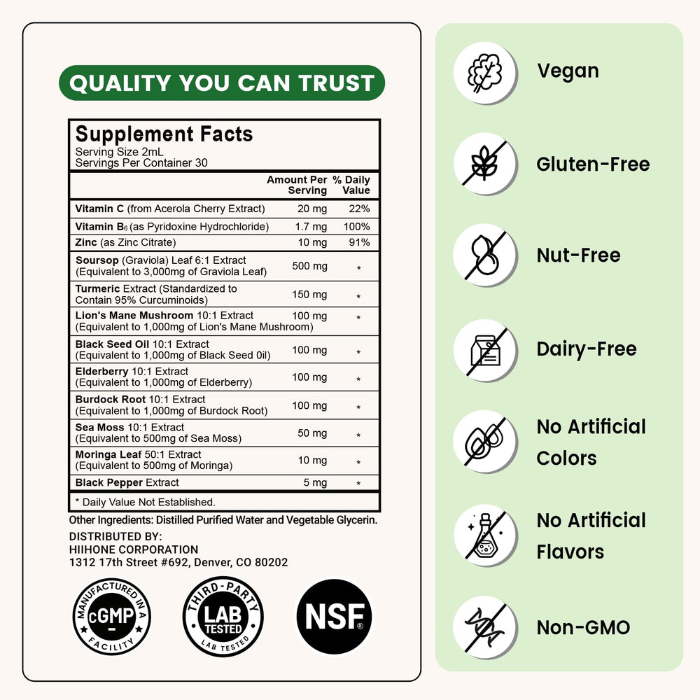 HIIHONE 2-pack bottle side label shows ingredients and usage