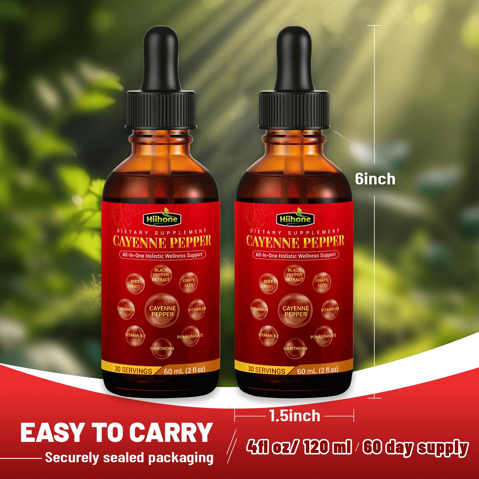 HIIHONE bottle beside a glass suggests quick absorption and use