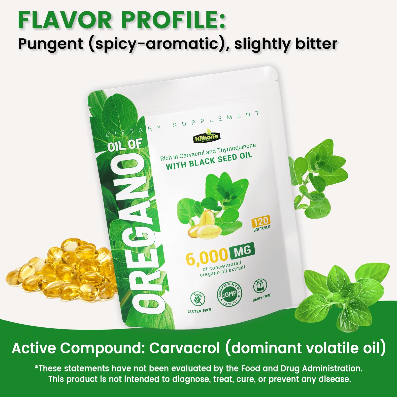 HiiHONE carvacrol-thymoquinone blend visual suggesting antioxidant potential.