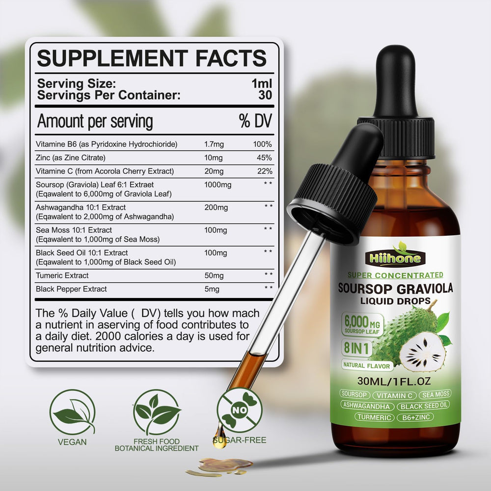 HIIHONE Eight-in-one label emphasizes comprehensive wellness benefits.