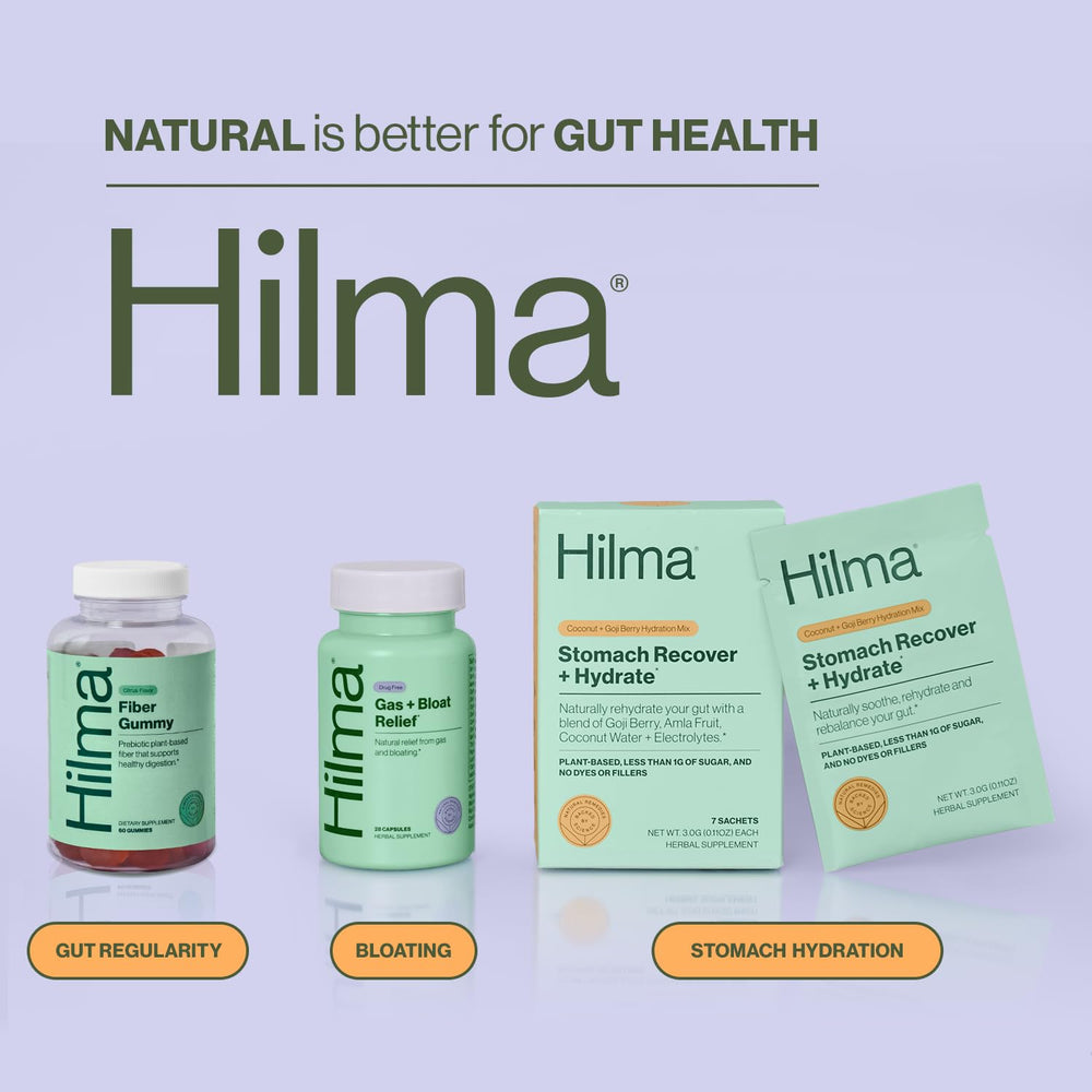 Hilma brand packaging showcases clean-label promise and gut-friendly ingredients.