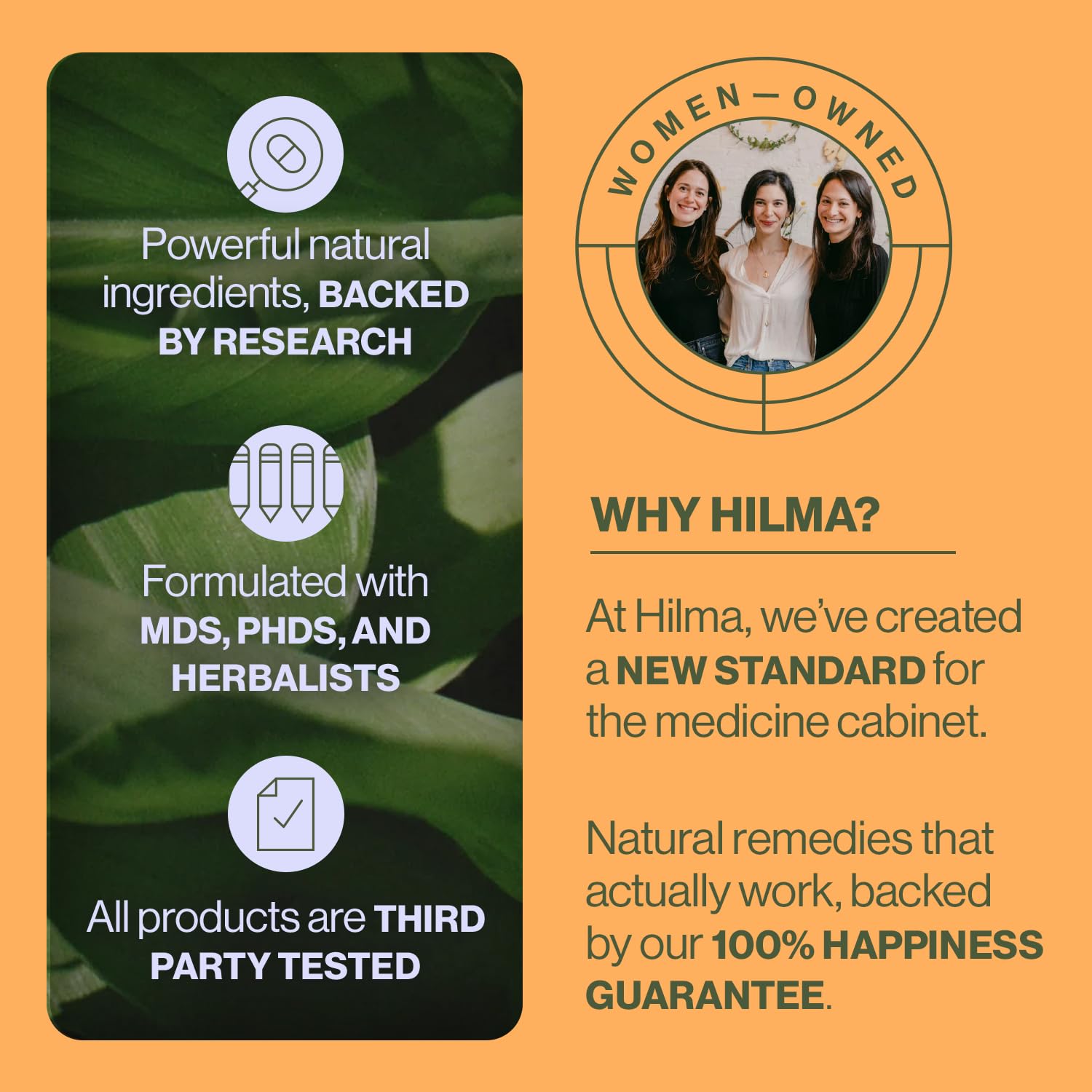 Hilma packaging shows natural vegan capsules supporting mindful digestion.