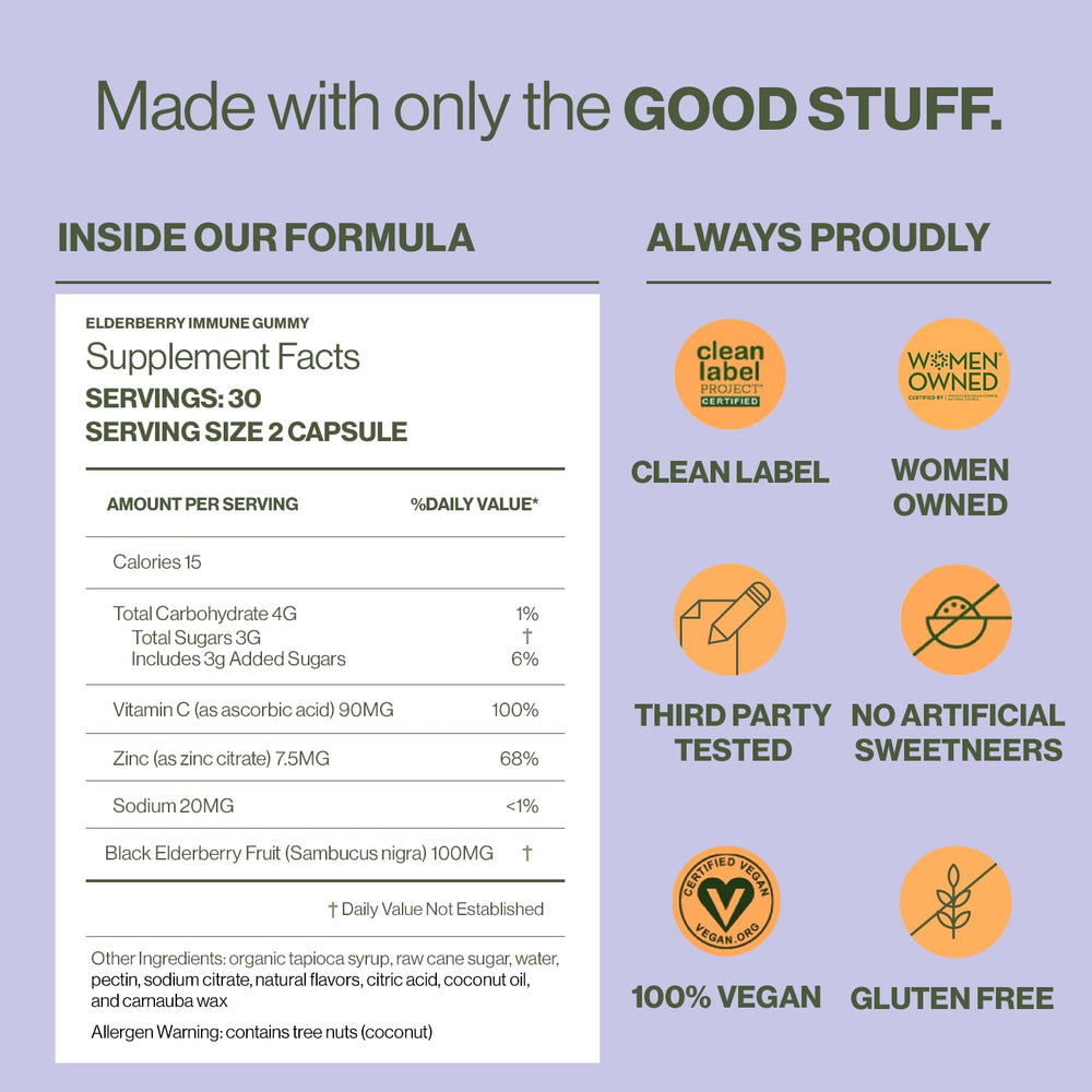 Hilma Elderberry Gummies natural berry flavor is visible for a tasty daily supplement.