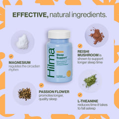 Hilma Sleep Aid ingredients magnesium and L-Theanine support gentle sleep onset.