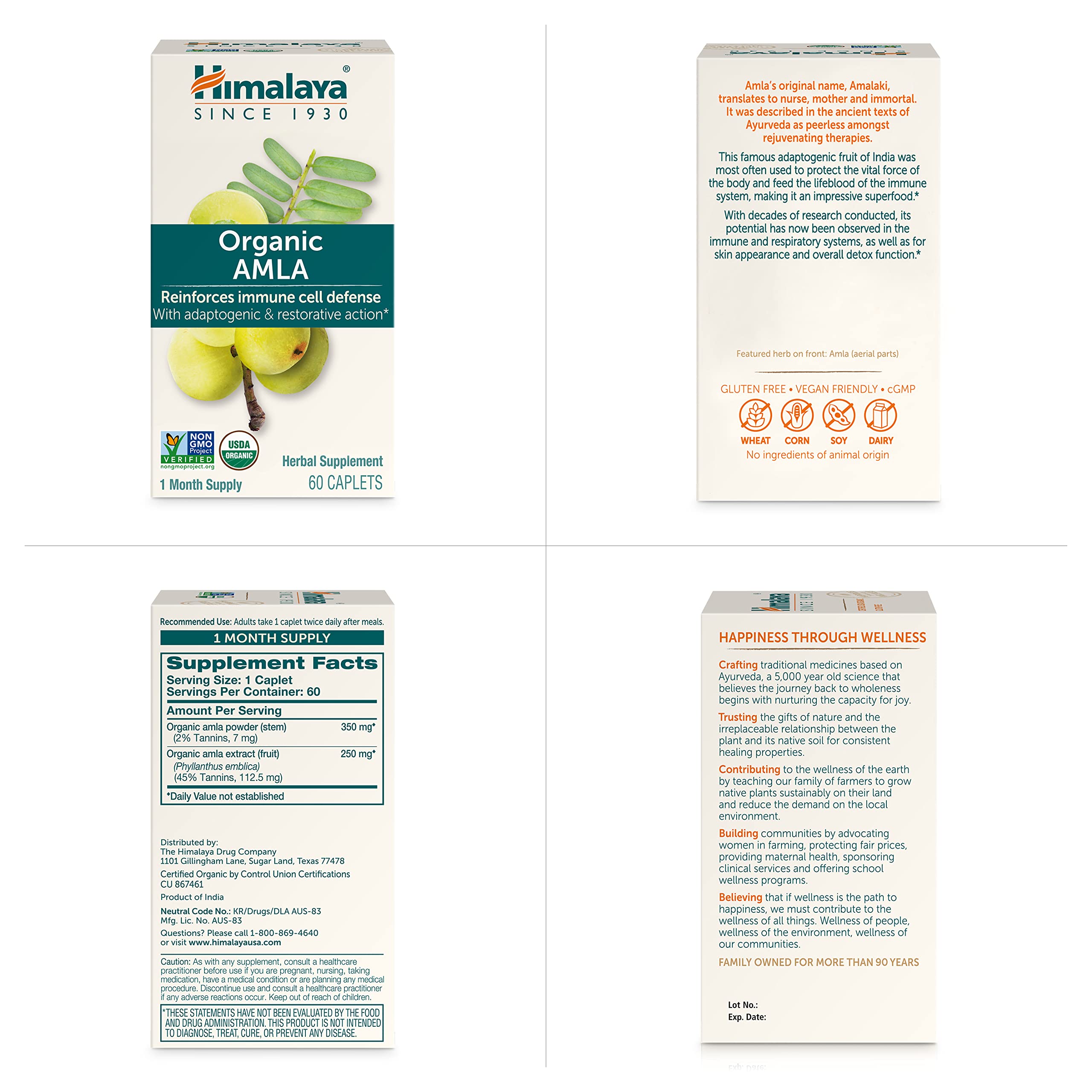 Himalaya Amla dosage guide illustration indicating two caplets daily