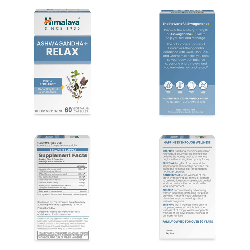 Himalaya Ashwagandha+ Relax packaging box conveys trusted quality