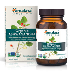 Himalaya Organic Ashwagandha root bottle supports stress resilience and daily energy