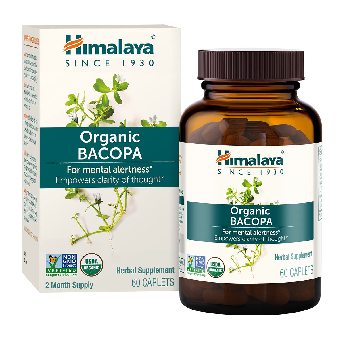 Himalaya Bacopa Monnieri caplets in a bottle for daily cognitive support