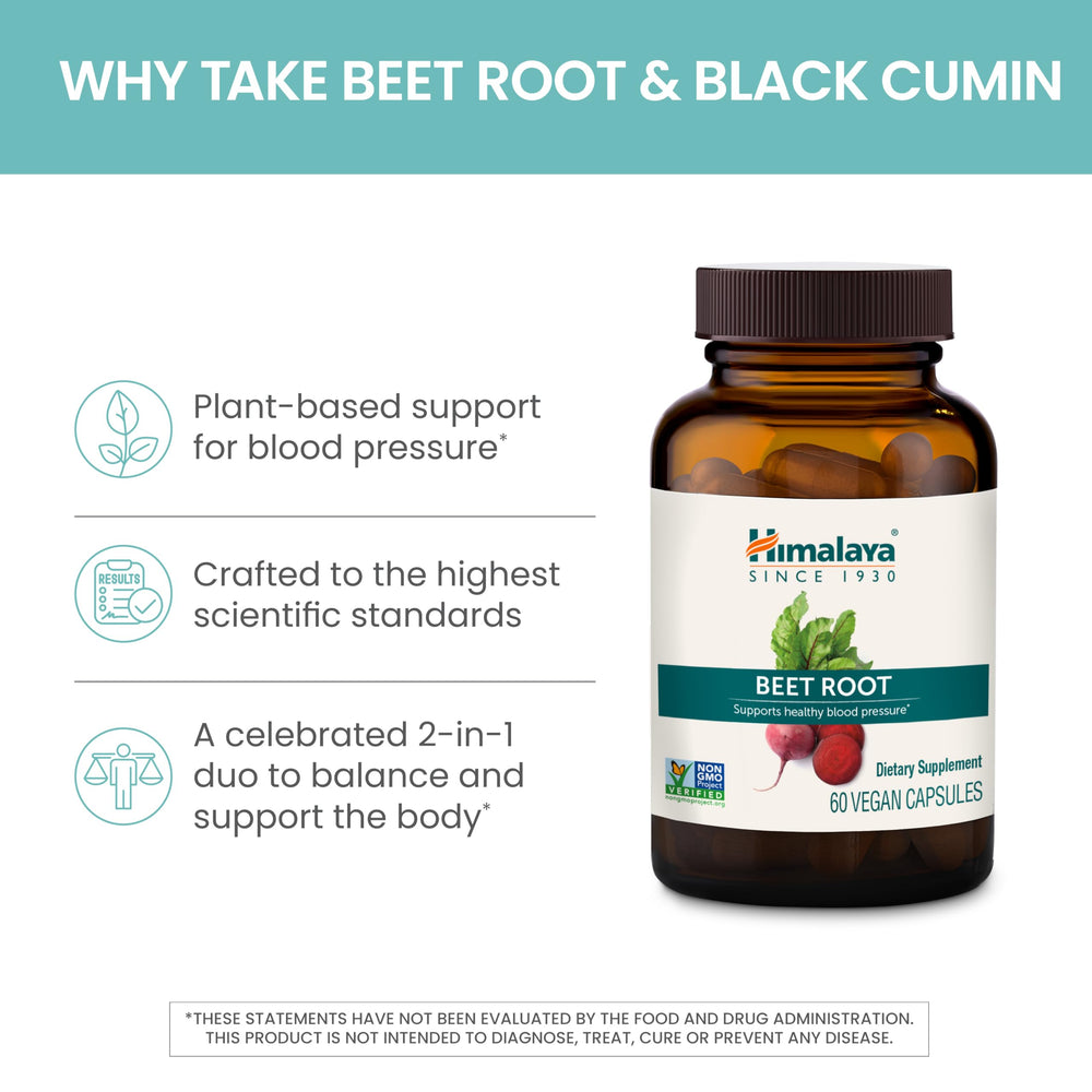 Himalaya Beet Root black cumin extract capsule shows dual-ingredient formulation
