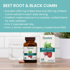 Himalaya Beet Root ingredients label highlights beet root and black cumin extract