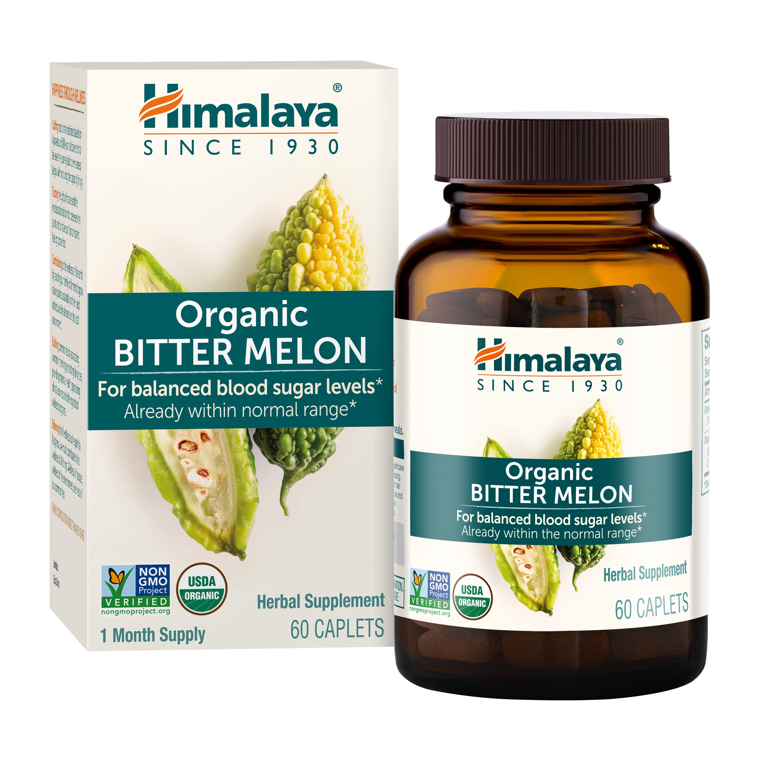Himalaya Bitter Melon bottle front with organic vegan supplement for daily wellness