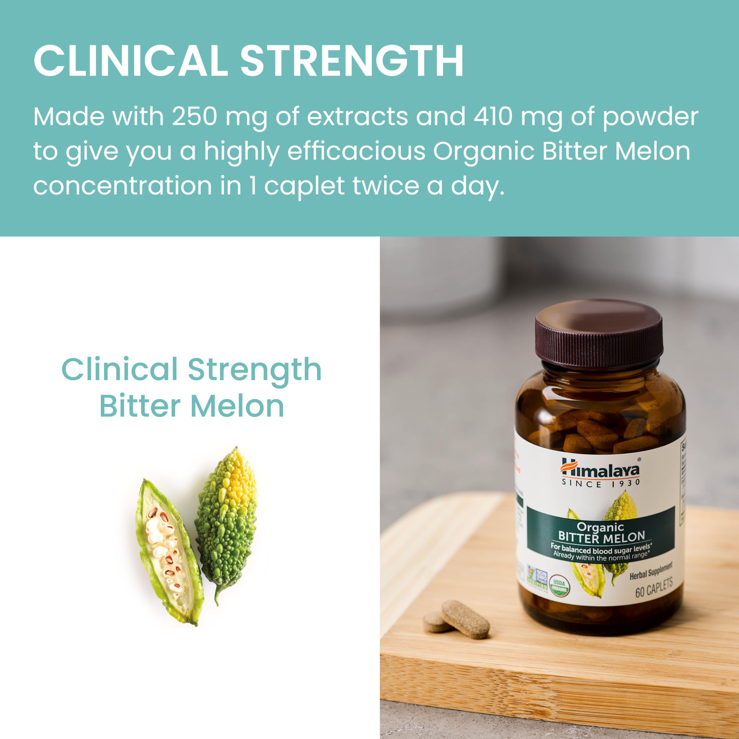 Himalaya Bitter Melon capsule close-up features vegan, non-GMO ingredients