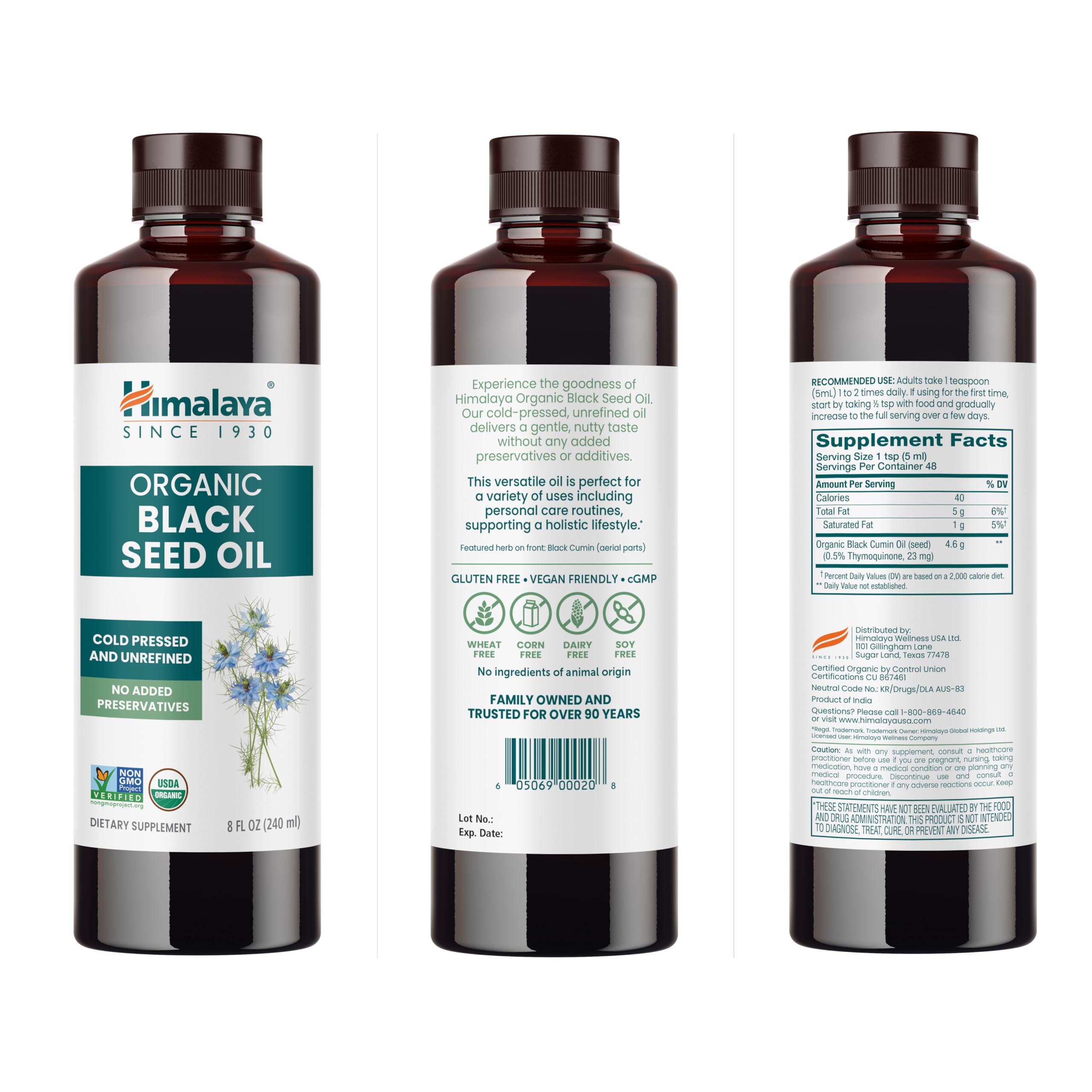 Himalaya Black Seed Oil on kitchen counter suggests simple uses