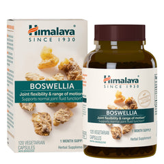 Himalaya Boswellia bottle-pour showing dosage for daily joint support.