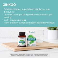 Close-up of Himalaya Ginkgo Biloba capsules for mental clarity