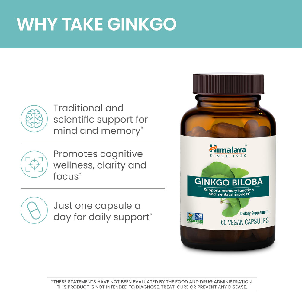 Packaging box showing Himalaya Ginkgo Biloba traditional roots