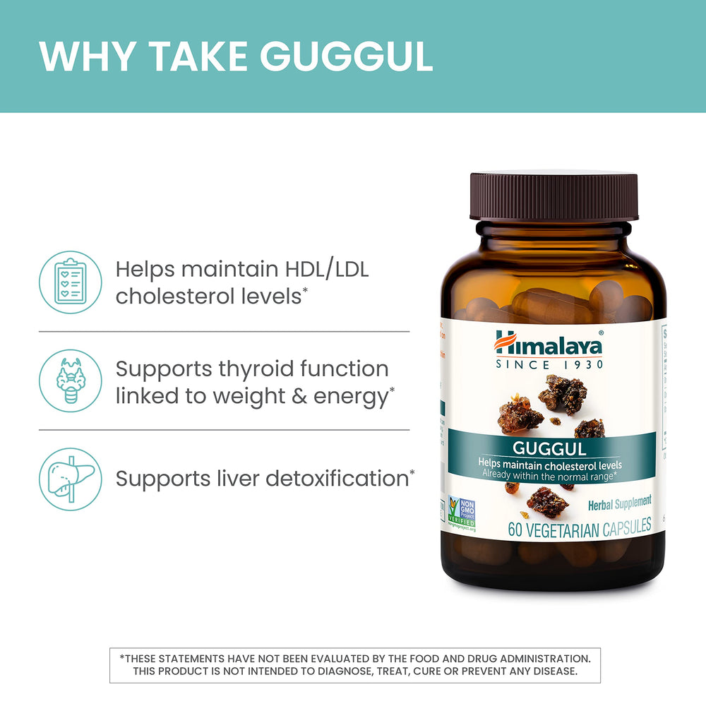 Himalaya Guggul standardized extract bottle highlights potency and purity