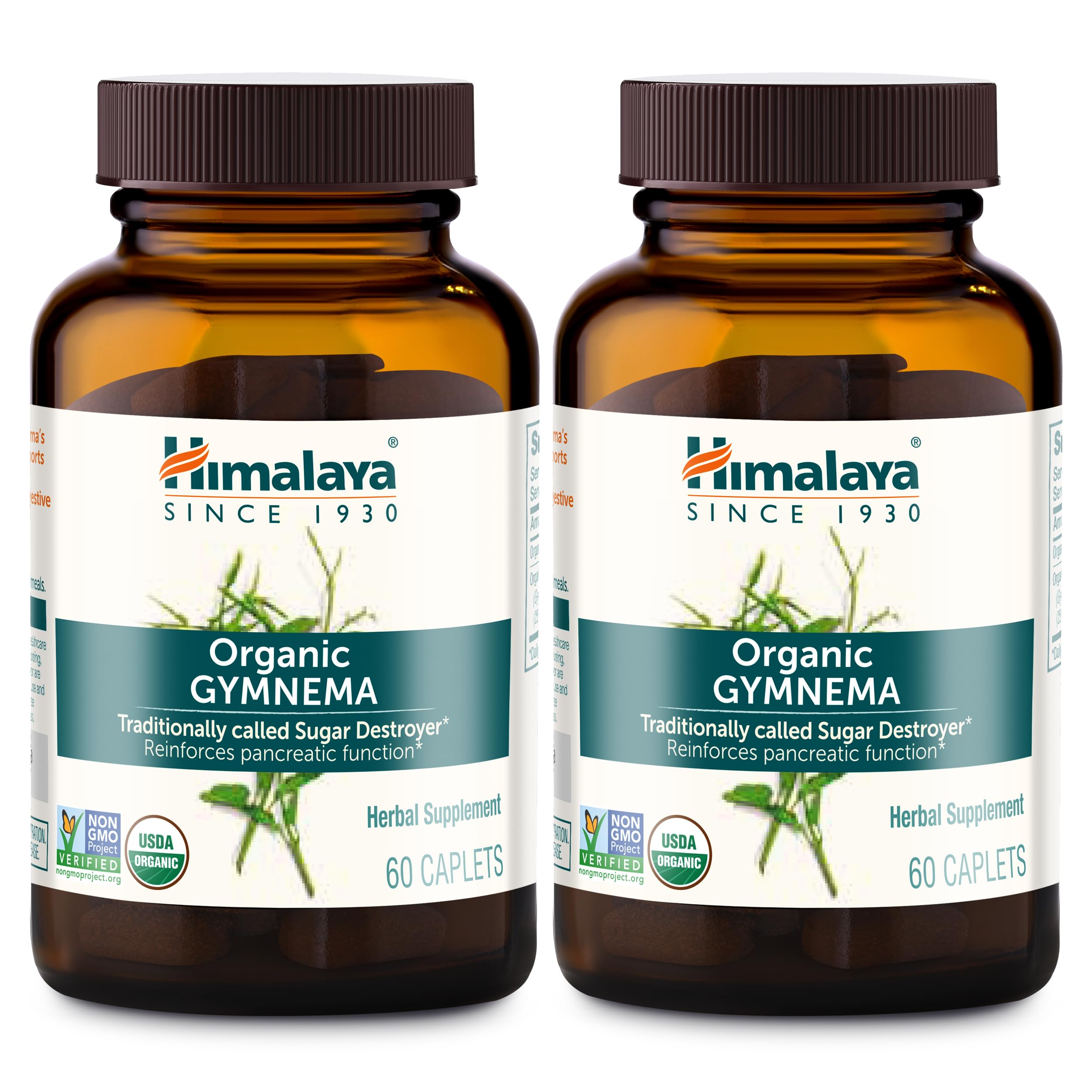 Himalaya Gymnema Sylvestre 700 mg caplets in pack supports daily glucose balance.