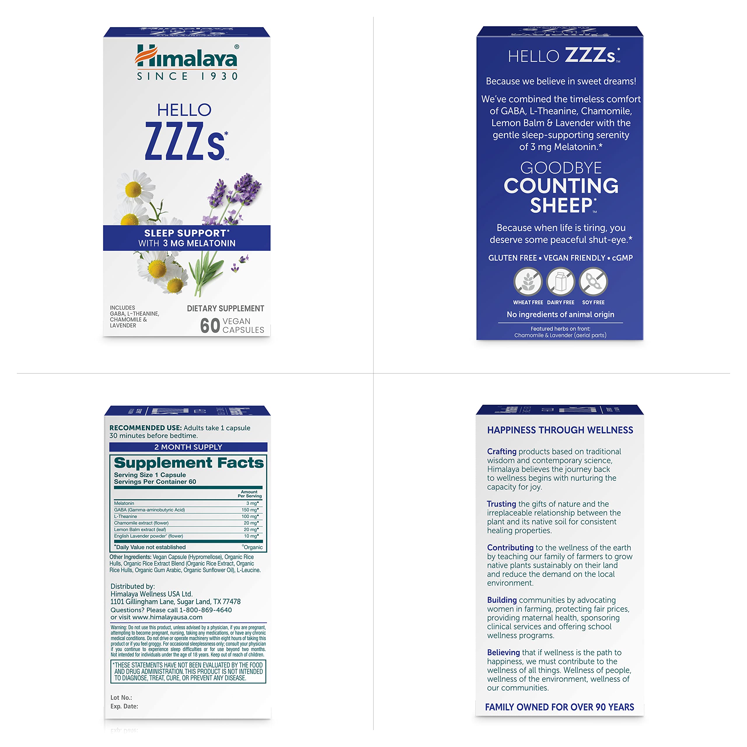 Himalaya Hello ZZZs heritage packaging reflects family-owned Ayurvedic sleep care.