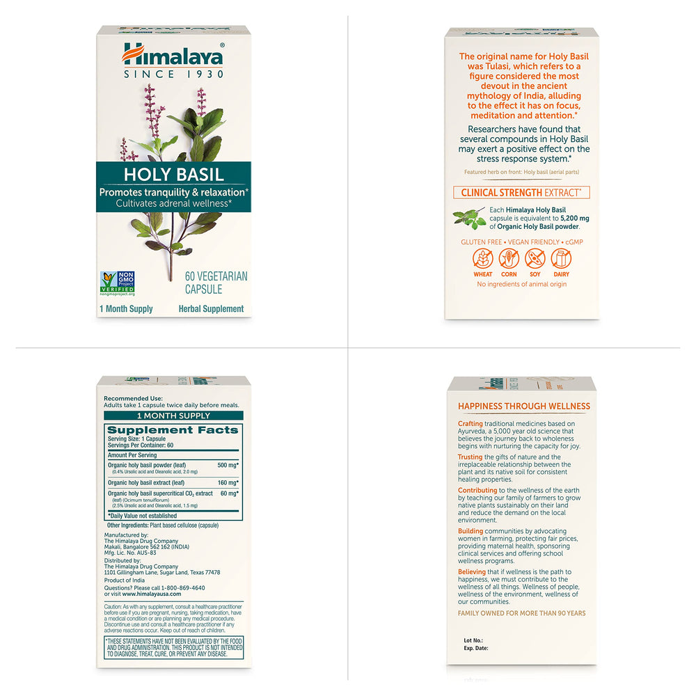 Ayurveda-inspired blend for daily wellness from Himalaya Holy Basil.