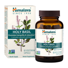 Himalaya Holy Basil bottle supports daily calm and balanced energy.
