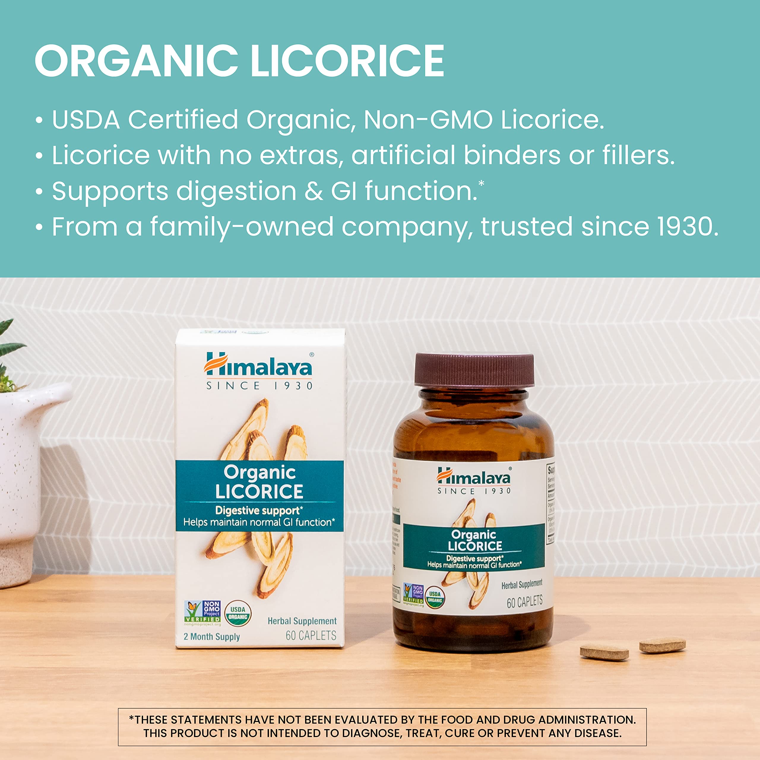 Himalaya Licorice packaging label focused on USDA Organic and vegan ingredients