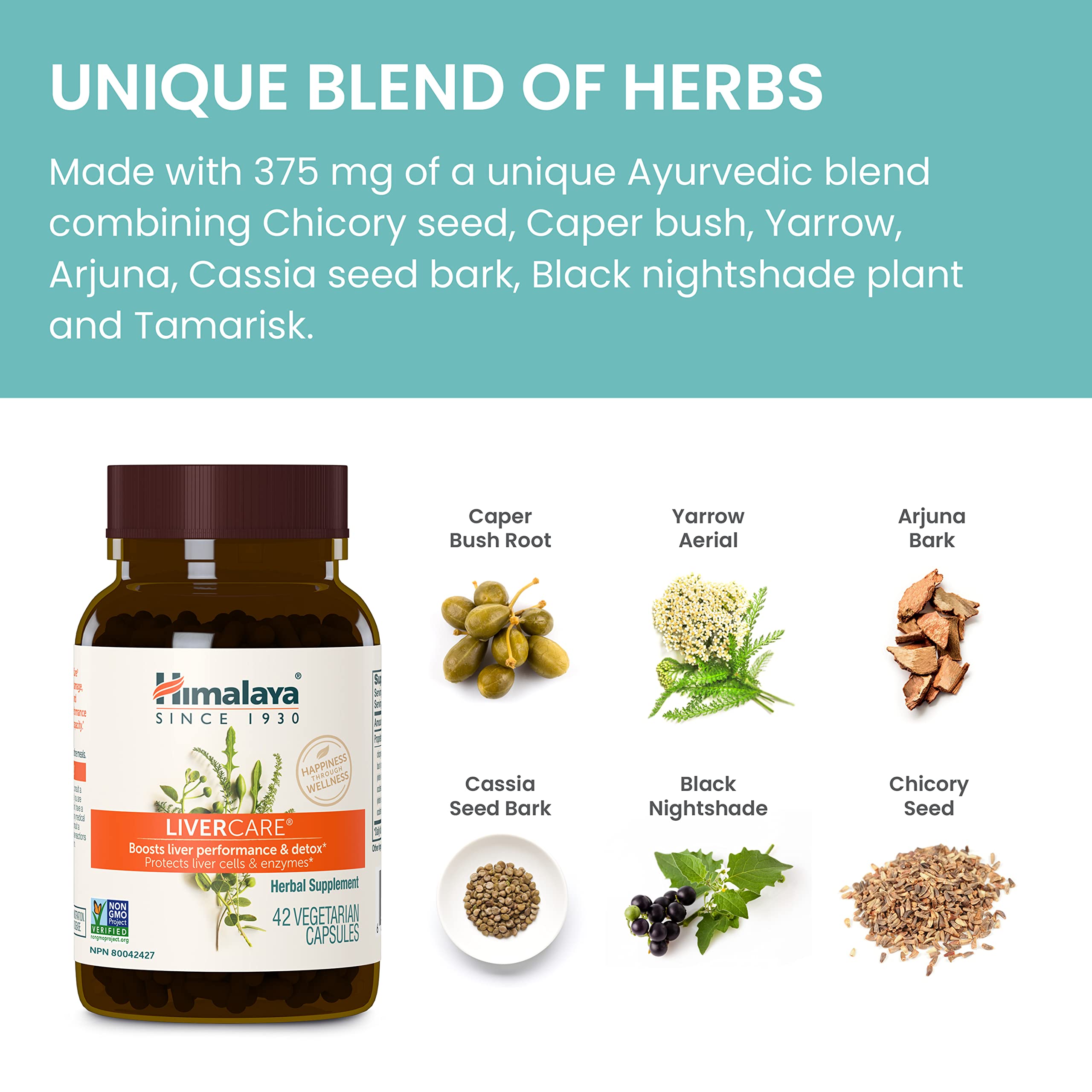 Graphic illustrating a 90-day supply of Himalaya LiverCare with 180 capsules