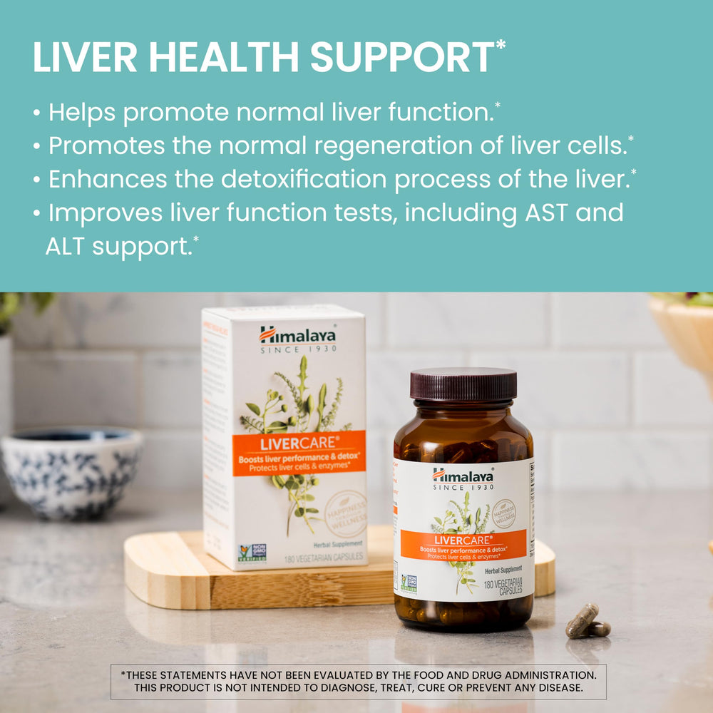Close-up of Himalaya LiverCare capsules showing 375 mg per capsule