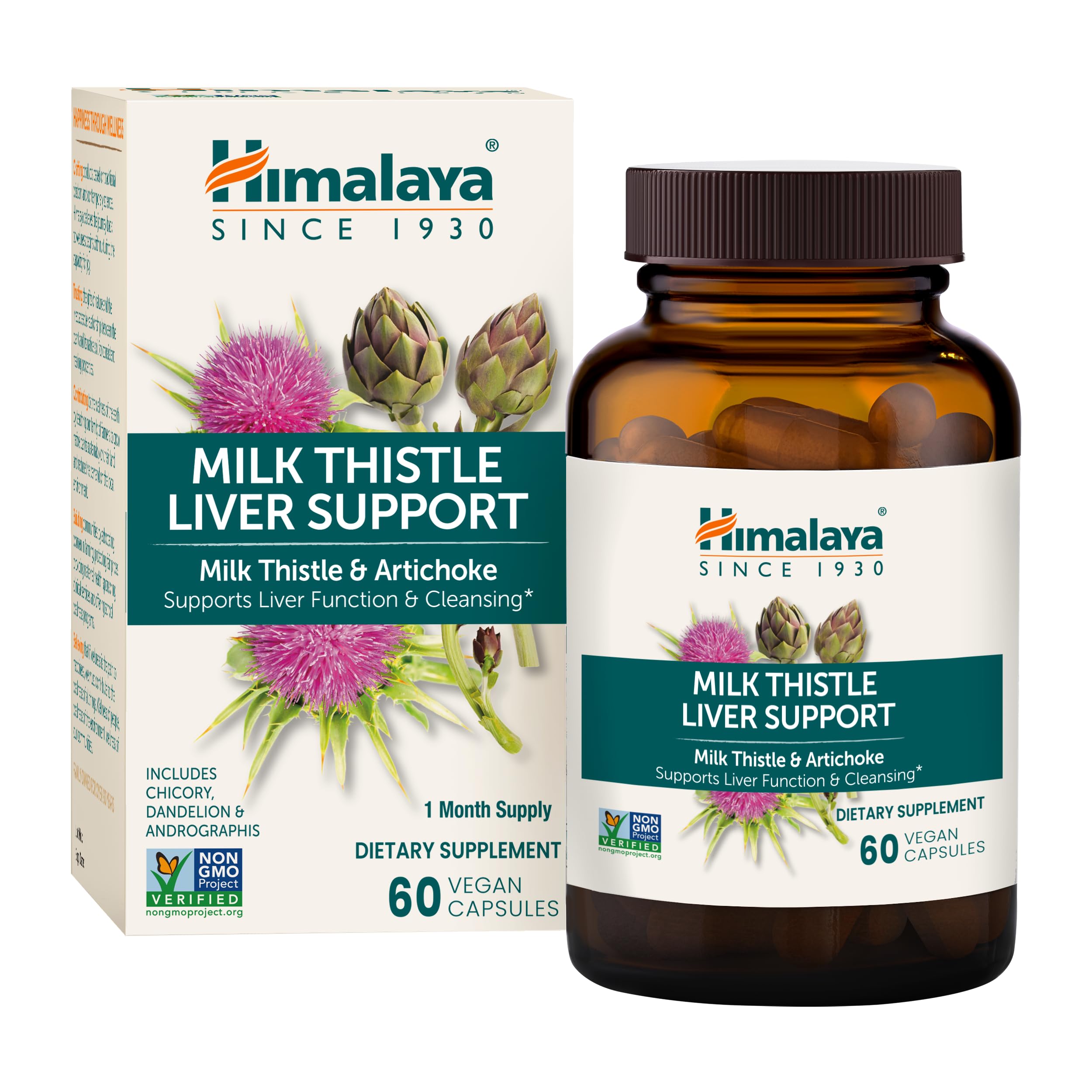 Himalaya Milk Thistle Liver Support bottle shown for daily liver wellness.
