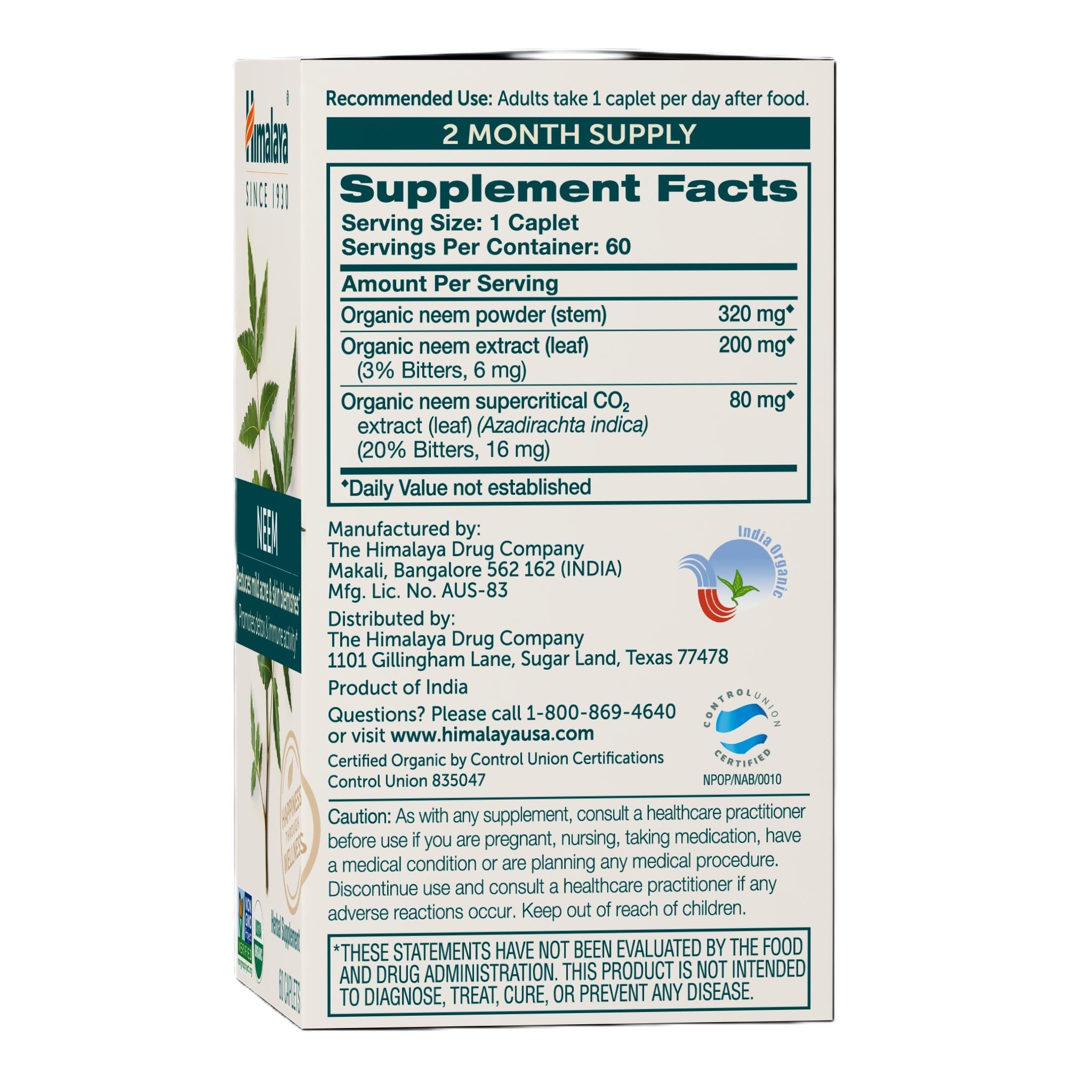 Himalaya Neem bottle pour with capsules ready for daily routine.