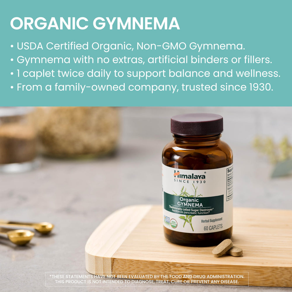 Himalaya Gymnema Sylvestre organic certification badge visible.