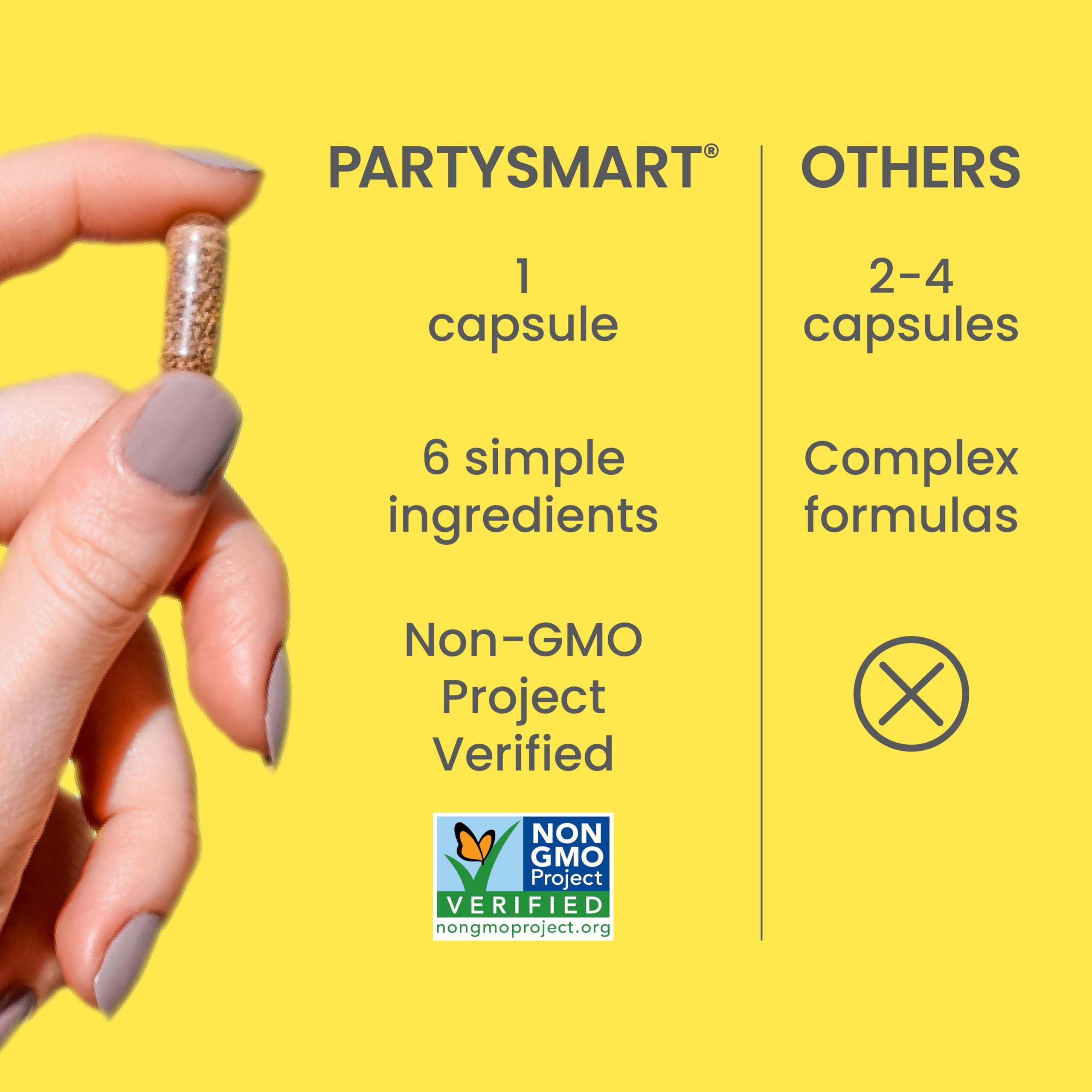 Himalaya PartySmart capsules beside a glass of water for nighttime use