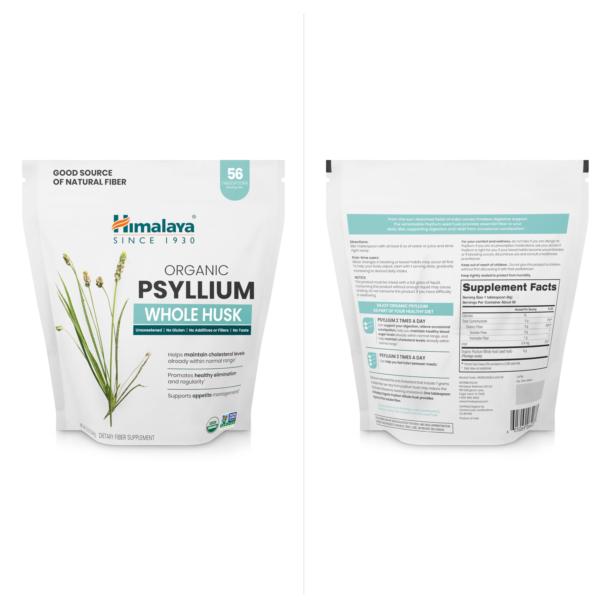 Himalaya Psyllium Whole Husk vegan formula suitable for plant-based diets