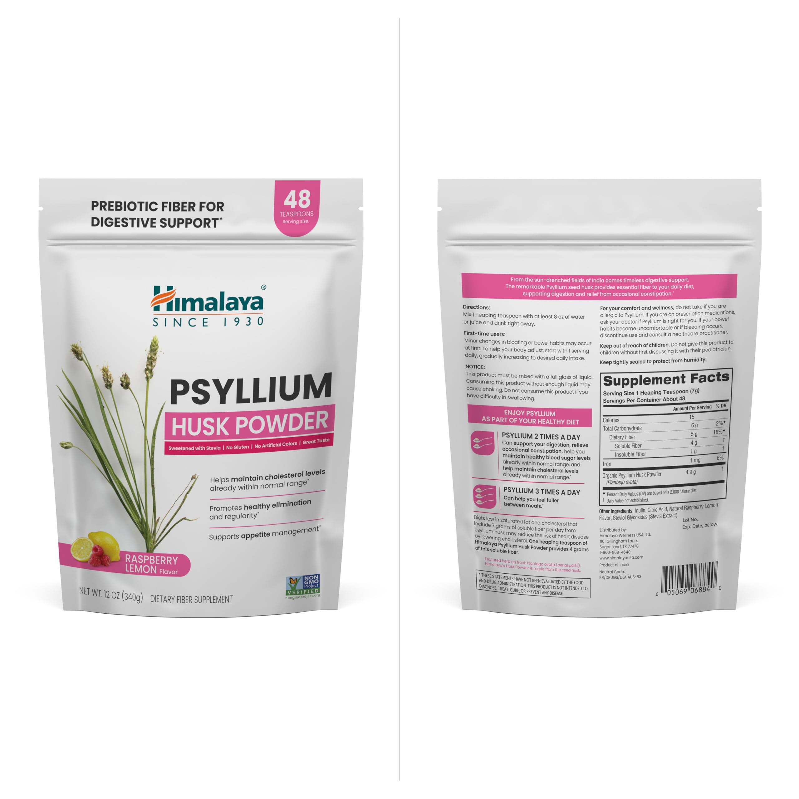 Himalaya Raspberry Lemon powder serving spoon, easy-to-use fiber option.
