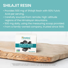 Himalaya Shilajit resin jar label highlighting non-GMO formulation