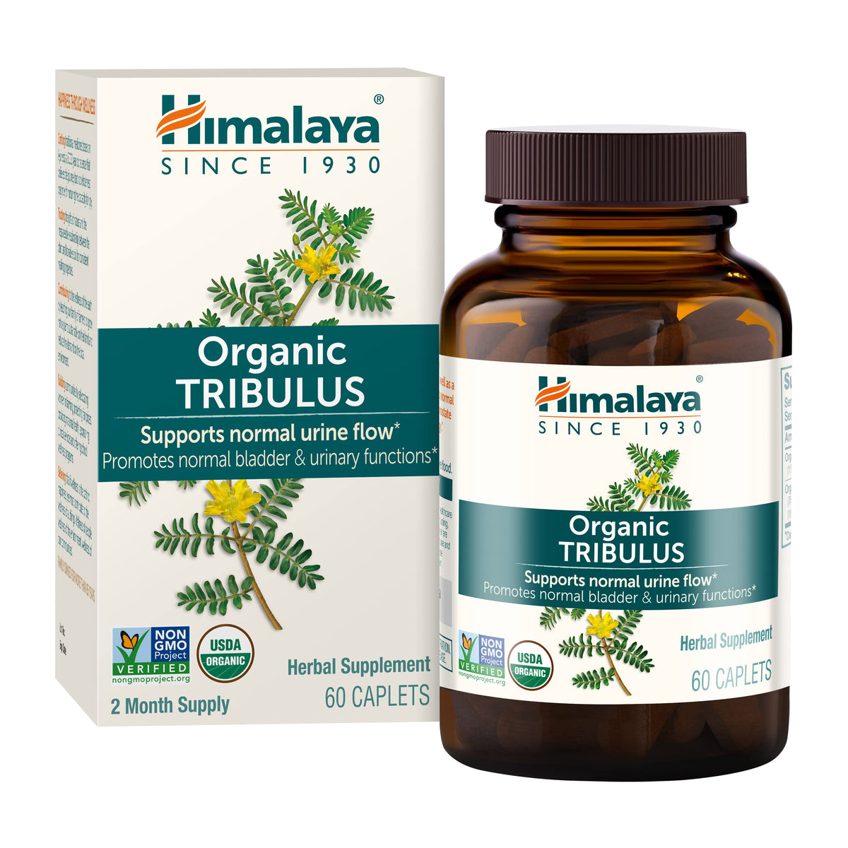 Himalaya Tribulus organic bottle caplets support urinary comfort and daily wellness.