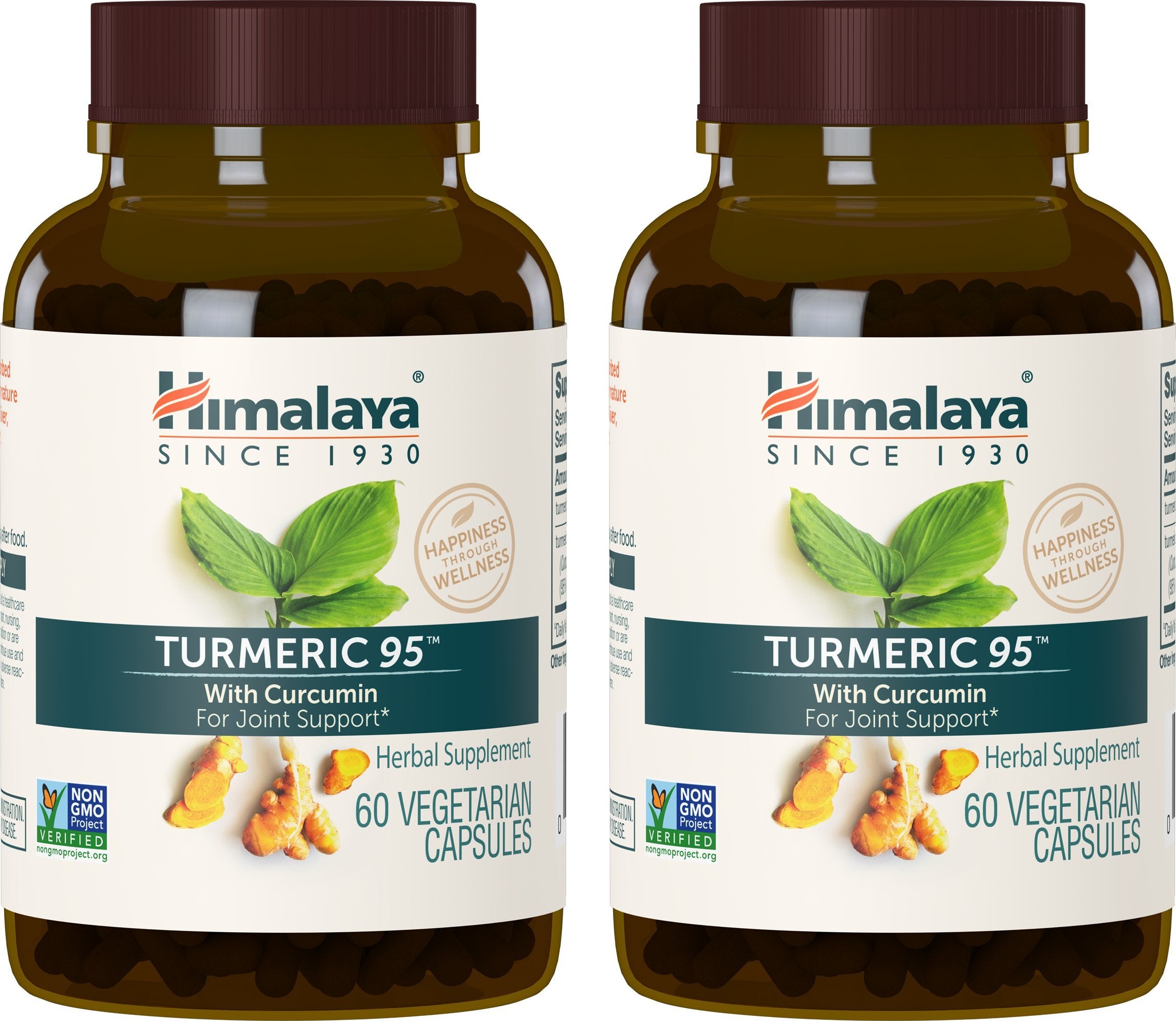 Himalaya Turmeric 95 bottle with capsules supports joint comfort and mobility.
