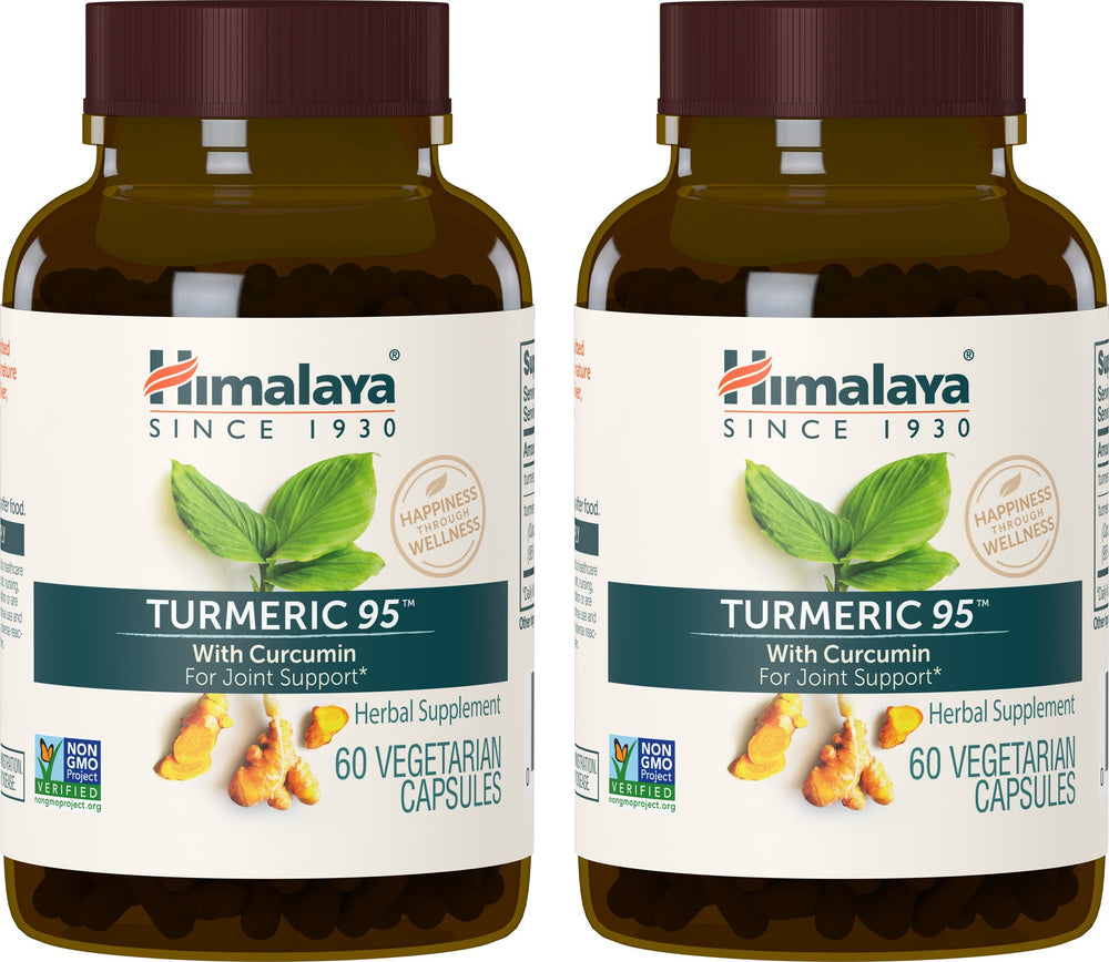 Himalaya Turmeric 95 bottle with capsules supports joint comfort and mobility.