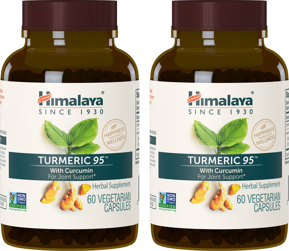 Himalaya Turmeric 95 bottle with capsules supports joint comfort and mobility.