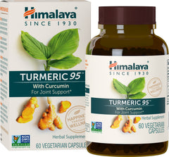 Himalaya Turmeric 95 label highlighting 95% curcuminoids for potency.