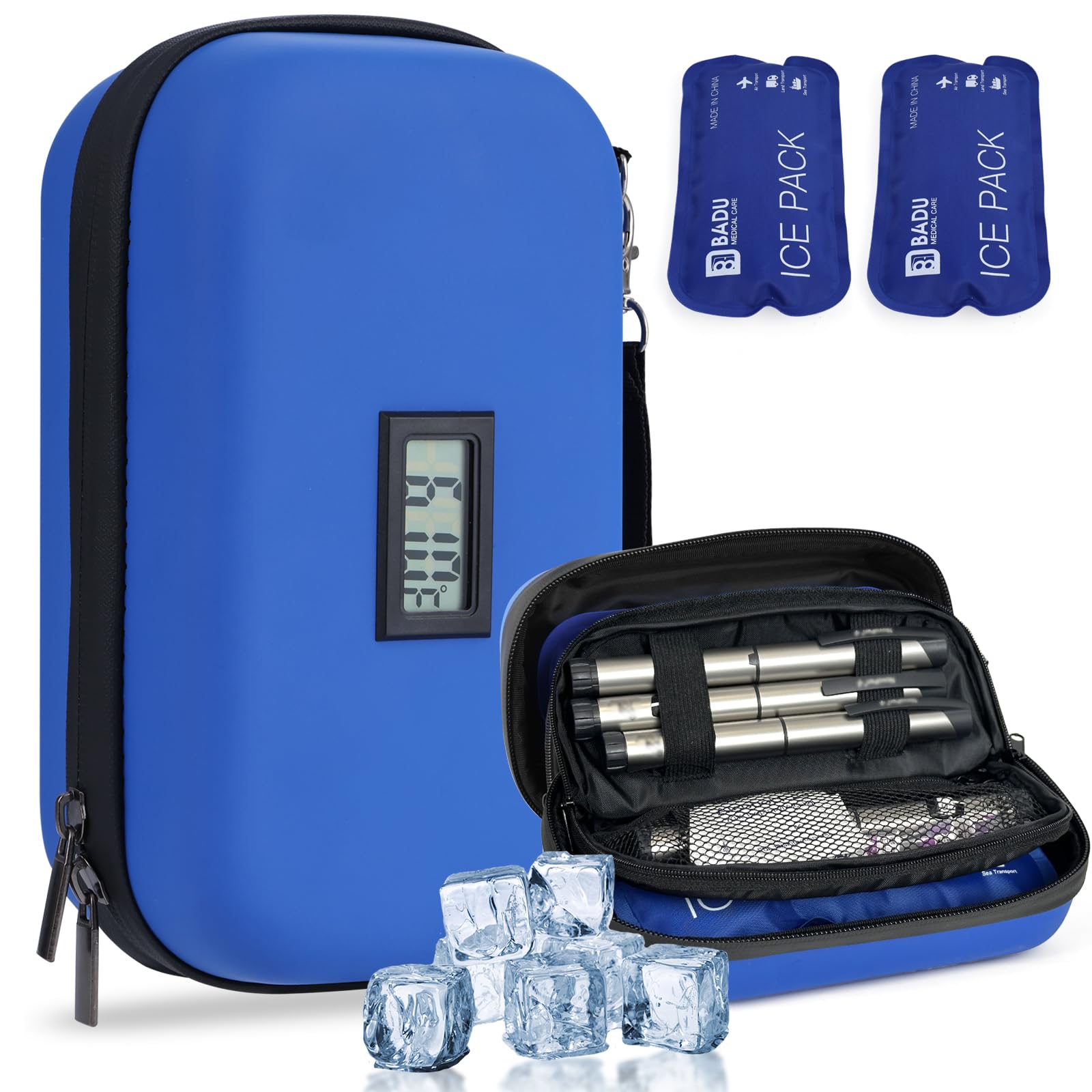 HIMDUZE insulin cooler travel case front view demonstrates a compact, travel-ready design for easy carry