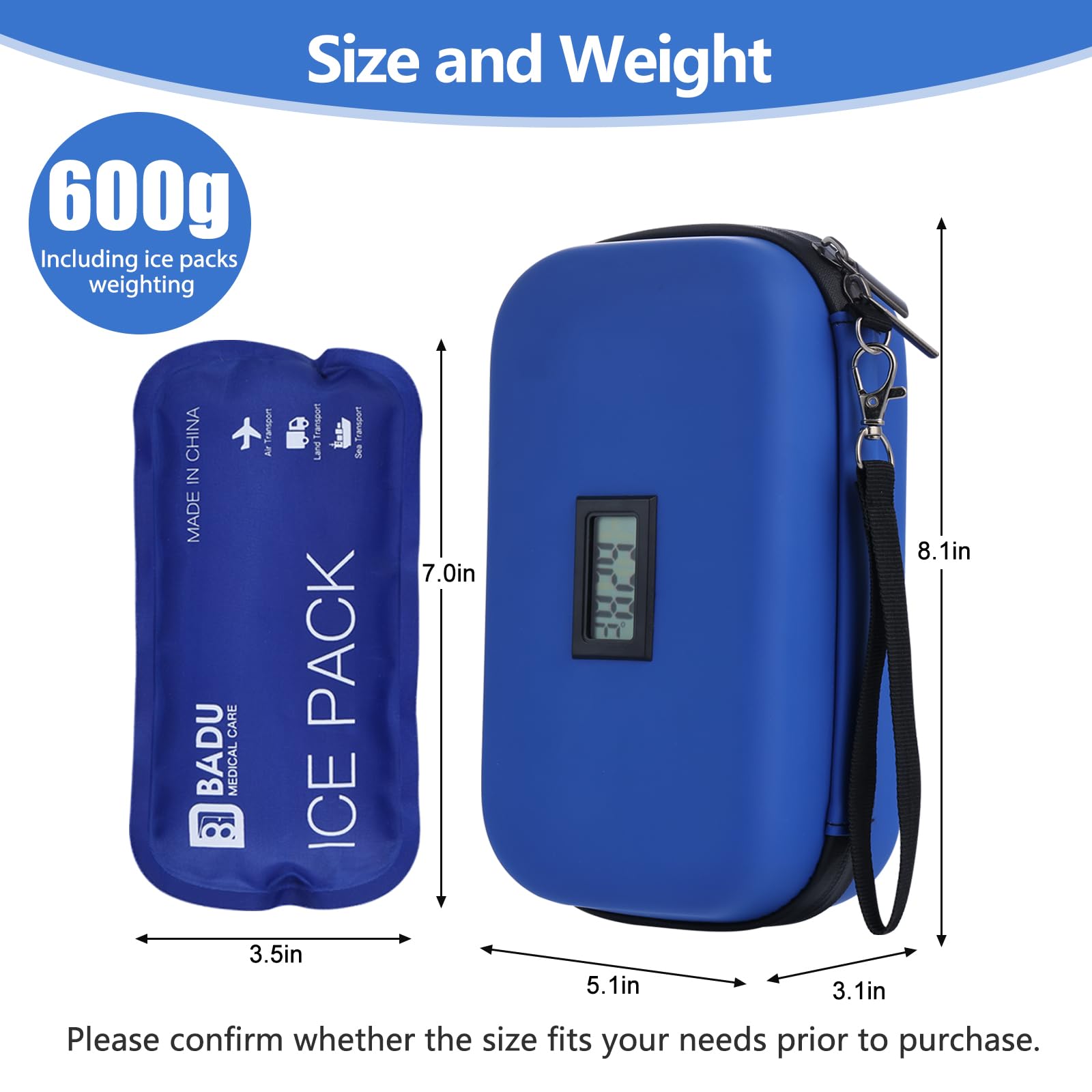 HIMDUZE insulin cooler travel case ice packs blue reusable packs maintain cooling while traveling