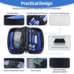 HIMDUZE insulin cooler with two reusable ice packs maintaining cold temperatures