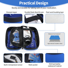 HIMDUZE insulin cooler travel case open compartment blue keeps supplies organized