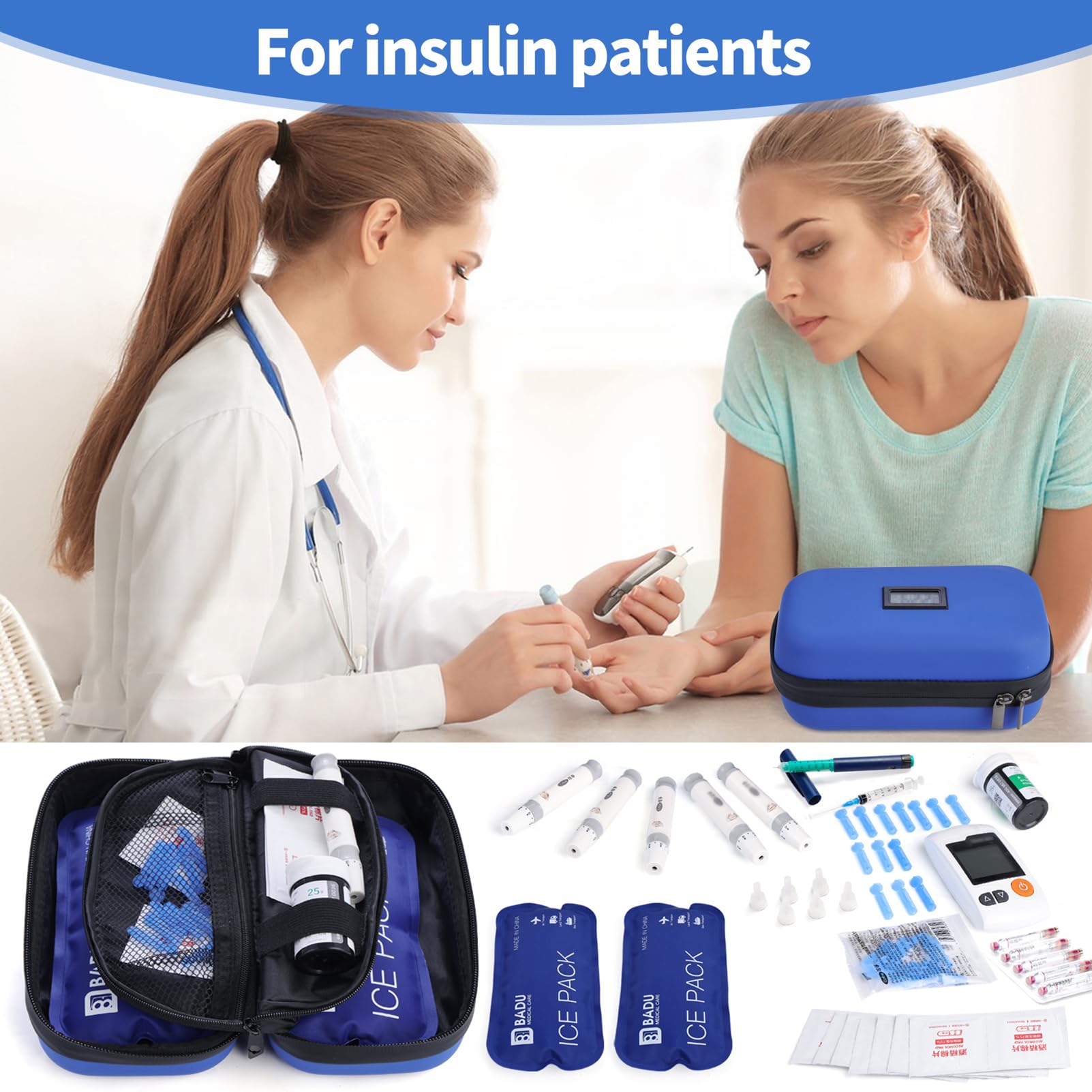 HIMDUZE insulin cooler travel case tsa-friendly blue ensures smooth security screening