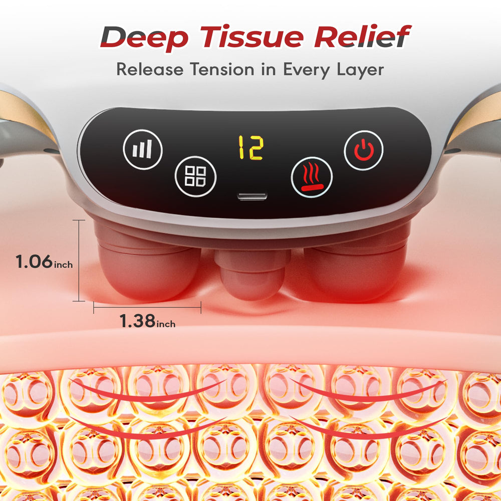 Himouta abdominal massager in hands-on use easing tension during a session