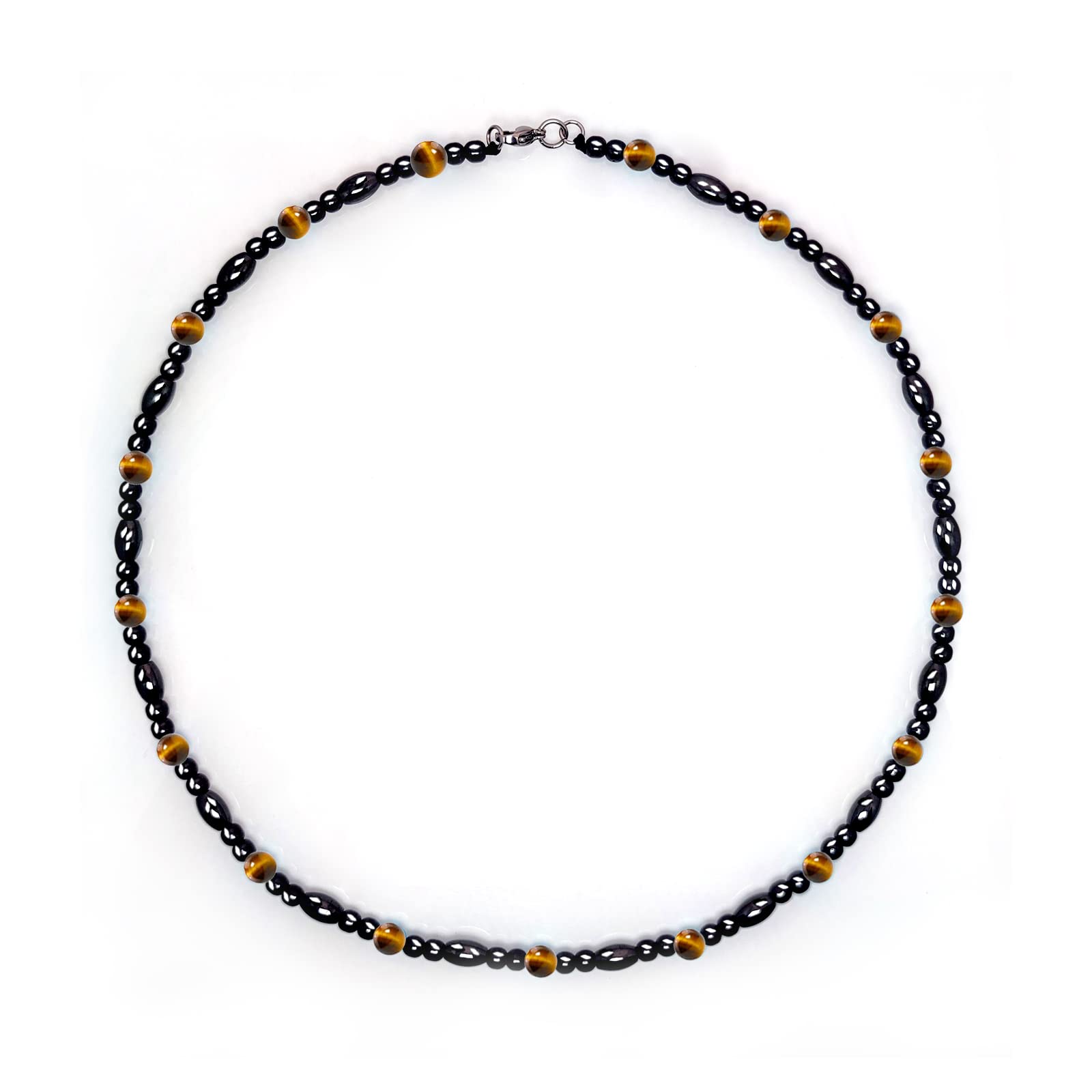 Collar magnético Hion con hematita, detalle brillante para uso diario.